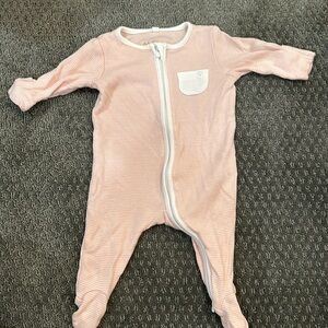 MORI Clever Zip Baby Pajamas - Pink Stripe / Newborn